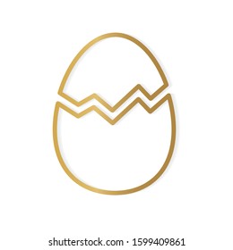 golden broken egg shell icon- vector illustration