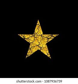 Golden broken star. Crashed retro symbol, Vector illustration