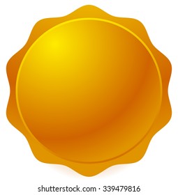 Golden or bronze seal, badge on white.