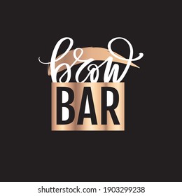 Golden Brow bar logo. Vector Eyebrow calligraphy for beauty salon, decorative cards, T-shirt print, beauty blogs.