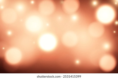 Luces Bokeh de color marrón dorado en tonos cálidos. Fondo suave Abstractas de la luz con los círculos borrosos y la radiancia caliente, decoración del fondo