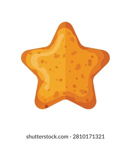 Golden Brown Crispy Star Shaped Chicken Nugget or Fried Snack Isolated on White Background Vector Illustration