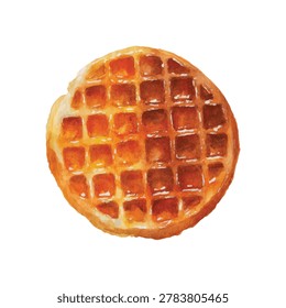 Golden brown crispy waffle closeup