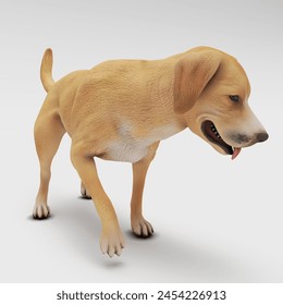 golden brown dog rendered in white studio