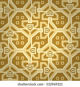 Golden brown fancy seamless pattern background in maze style. Actual design. Colored, graphical design for surface, ads, fabric or other purpose.