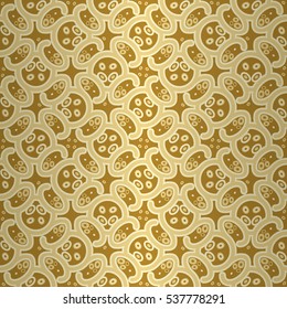 Golden brown fancy seamless pattern in organic cells style. Contemporary tracery.