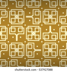 Golden brown fancy seamless pattern in greek style. Vector background.