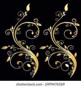 Golden brown floral template, Motif Pattern vector.