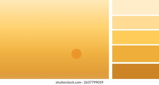 Golden brown gradient background vector design with color palette