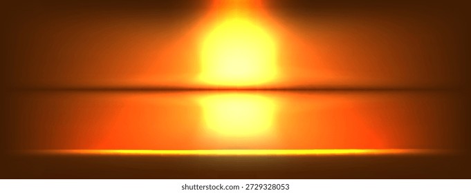 Fondo dorado del limbo del gradiente marrón, reflejo brillante de la puesta del sol, brillo metálico elegante, sala de estudio suave de la malla lisa, Fondo de pantalla abstracto lujoso del Vector, horizonte ligero cálido
