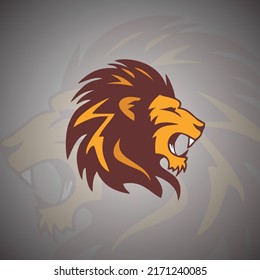 Golden brown lion head logo design