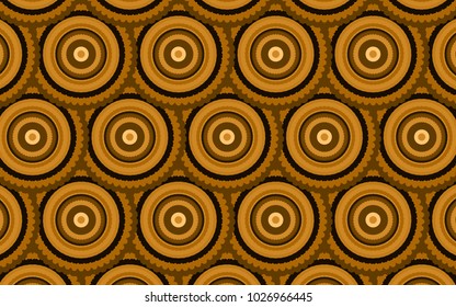 Golden brown mandala repeatimg pattern. creative circles bright pattern for textile, fabric, surfaces, backdrop, backgrounds, wallpapers, web and print designs. pattern swatch is available in eps file