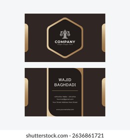 Golden Brown Minimal Justice Law Firm Lawyer Business Card Design Vector Art, Icons, and Graphics