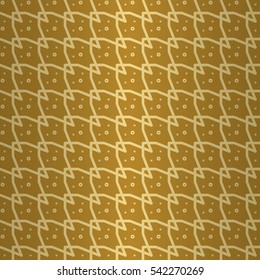 Golden brown ornamental seamless pattern in tribal style. Bright, symmetric design for web, curtain, packing-paper or other purpose. Tangled mosaic repeatable backdrop.