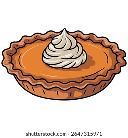 Golden brown pumpkin pie slice isolated vector illustration on white background