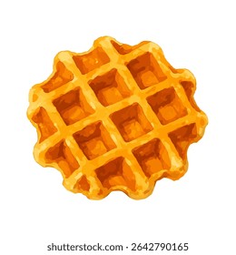 Waffle castanho-dourado com textura estaladiça sobre fundo branco. Perfeito para menus de café da manhã, designs de sobremesa e gráficos de marca de café.