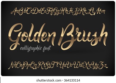 Golden Brush Calligraphic Font With Glossy Metall Effect