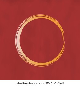 It is a golden brush circle on a red background.
Easy-to-use vector material.