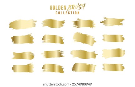 Golden Brush Gradient Collection set. The texture of a smooth metal surface. A collection of gold metallic gradients. Vector illustration