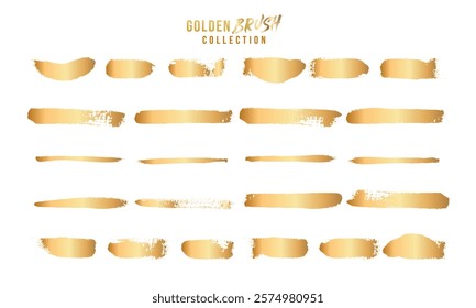 Golden Brush Gradient Collection set. The texture of a smooth metal surface. A collection of gold metallic gradients. Vector illustration