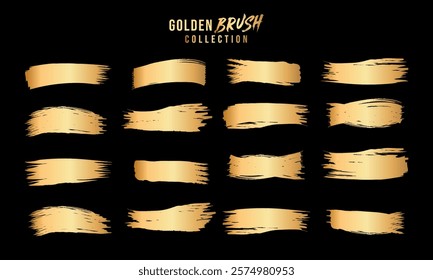 Golden Brush Gradient Collection set. The texture of a smooth metal surface. A collection of gold metallic gradients. Vector illustration