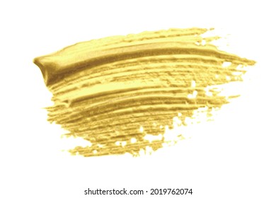 Patrón de pincel dorado sobre fondo blanco. Dibujo vectorial de textura con pinceles manchados y manchados de oro. Diseño brillante de estilo grunge.