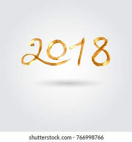 Golden brush stroke 2018. Vector stock,