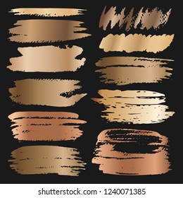 Golden brush stroke, Gold grunge brush strokes. Vector illustration.