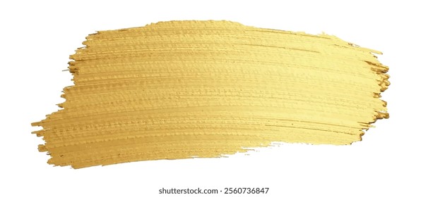 Golden Brush Stroke. Gold Metal foil Png vector Paint vector glitter stroke isolated on transparent background. Metalic paintbrush. glitter color smear painting frame on white. Abstract glow shine