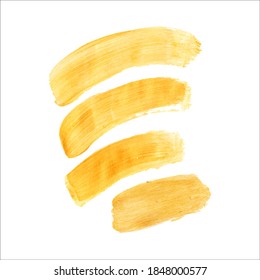 Golden brush stroke set. Vector stock.