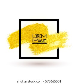 Golden brush stroke for you amazing design project vector. Texture paint stain isolated on white. Abstract hand painted golden background for greeting, gift, wedding, fashion, birthday card.