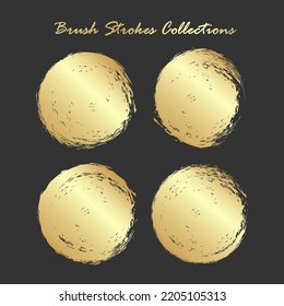 Golden Brush Strokes Circle Shape Hand-drawn Gold Splash Design Element
