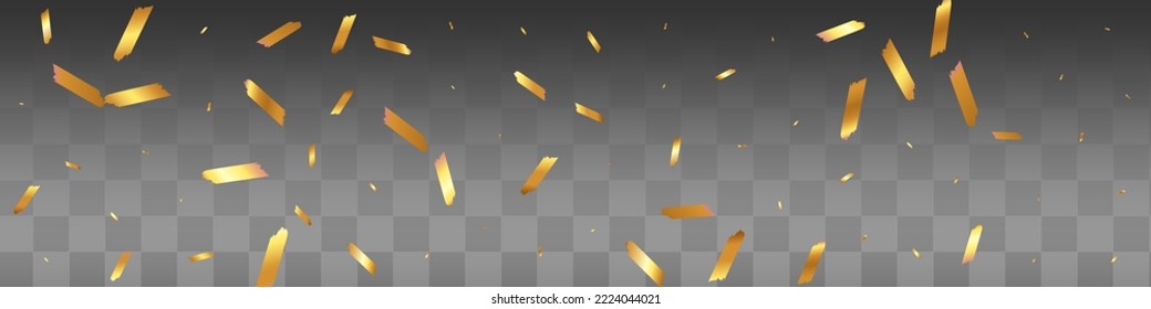 Golden Brush Vector Transparent Panoramic Background. Luxurious Stroke Abstract Postcard. Glitter Christmas Invitation. Serpentine Holiday Design.