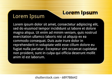 Golden brushed metal frame or border. Design element for banner, business card, invitation.