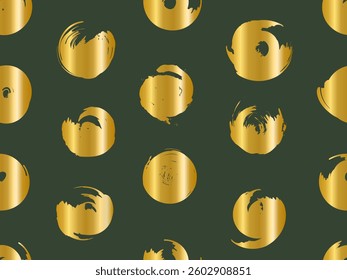 Golden Brushstroke Circles Seamless Pattern, Abstract grunge background, wrapping paper, fabric pattern, wallpaper vector illustration

