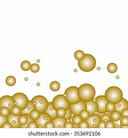 Golden Bubbles on white background, Vector Illustration