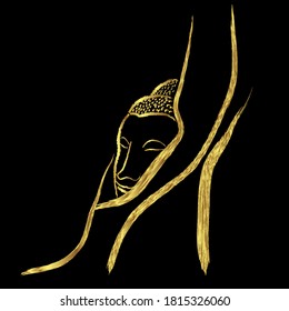 Golden buddha head with golden border element