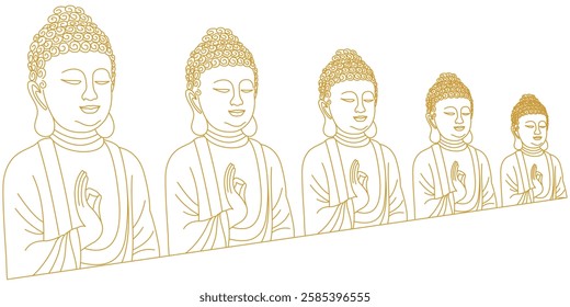 Golden Buddha Line Art Illustration - Peaceful Spiritual Design