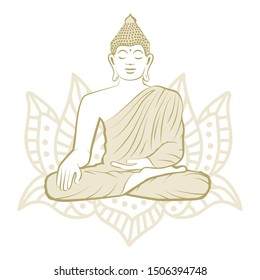 Golden Buddha and ornamental lotus flower