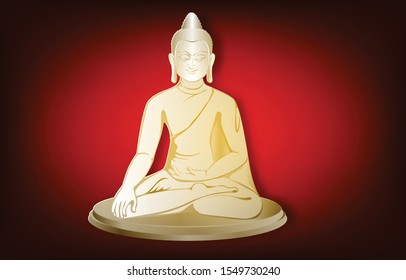 Golden Buddha Siddhartha gautama,  buddha purnima colorful vector draw