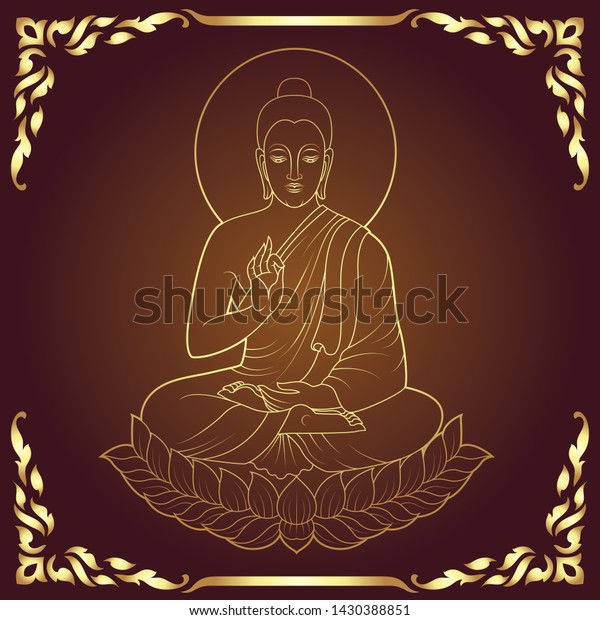 Golden Buddha Siddhartha Gautama Sit On Stock Vector Royalty Free 1430388851