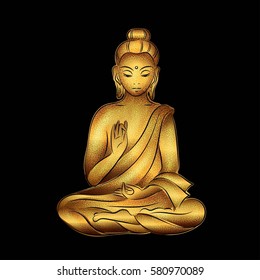 Golden Buddha sitting in the lotus position.