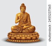 Golden Buddha statue. abstract vector illustration white background. 