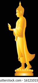 
Golden Buddha statue. Graphic vector