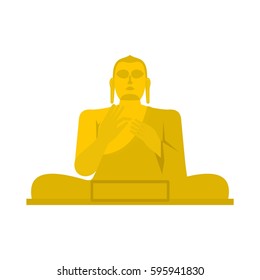 Golden Buddha at the Golden Temple of Dambulla, Sri Lanka icon in flat style isolated on white background vector illustration