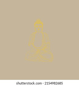 Golden Buddha vector illustration. Indian, yoga, esoteric design element for cards, posters, celebrations