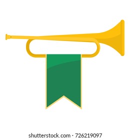 Golden bugle with green ribbon on it vector illustration