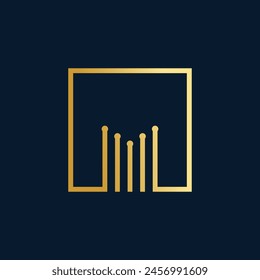 Golden building logo design vector with creative idea