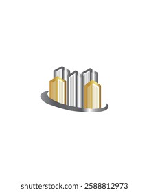 Golden building logo, Real estate building logo design vector