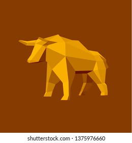 Golden bull illustration low poly polygon buoy your business logo